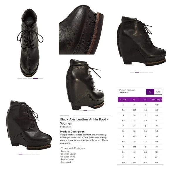 Leon Max Black Leather Boots Axis Size 8.5 NEW #1568 - Picture 16 of 16